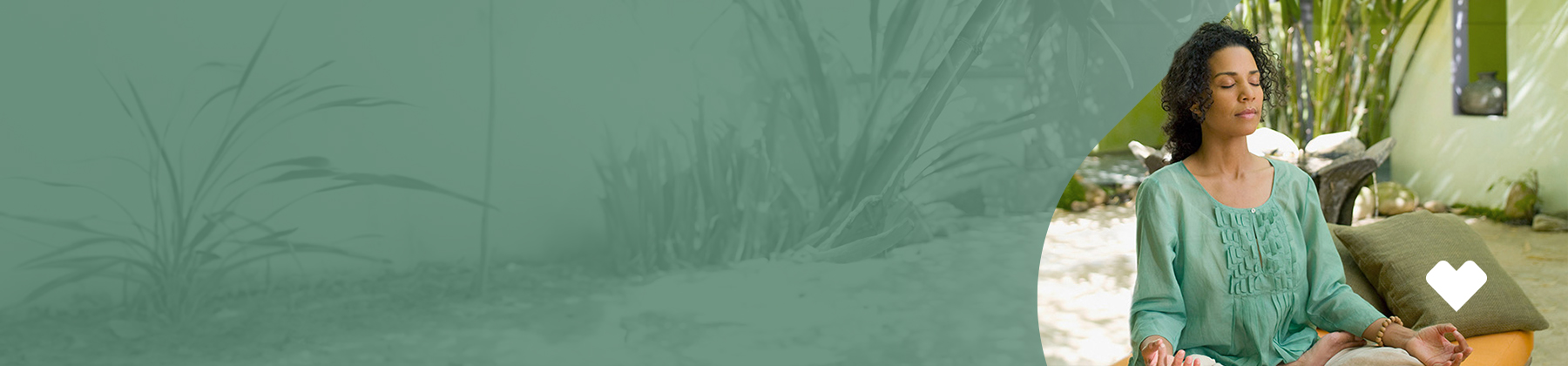 Banner lady in green meditating